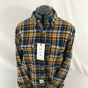 Men’s Denim and Flower Flannel Button Down Shirt